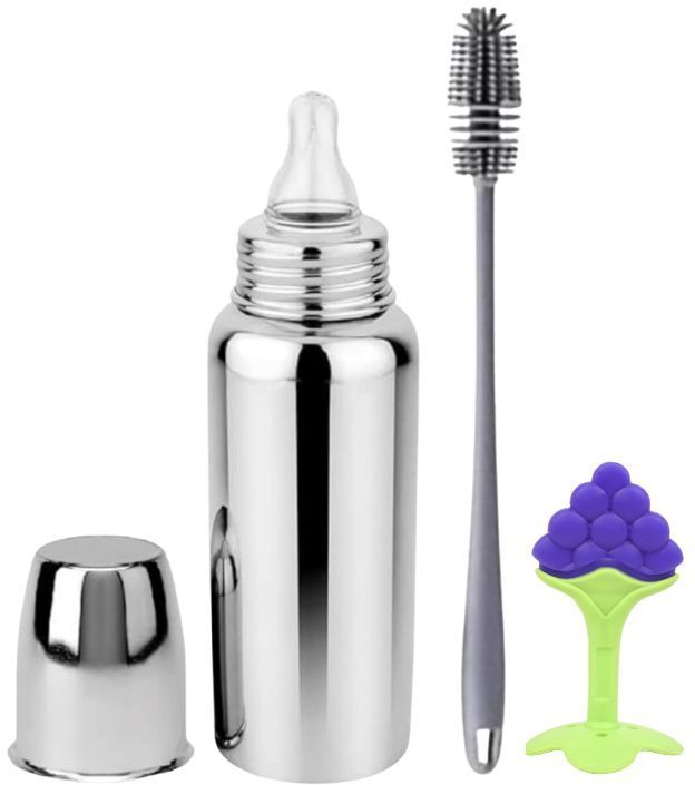 orilace Baby Feeding Milk Bottle With Sillicone Nipple & Teether Cleaning Brush 0-5 Year - 250 ml-picture-35