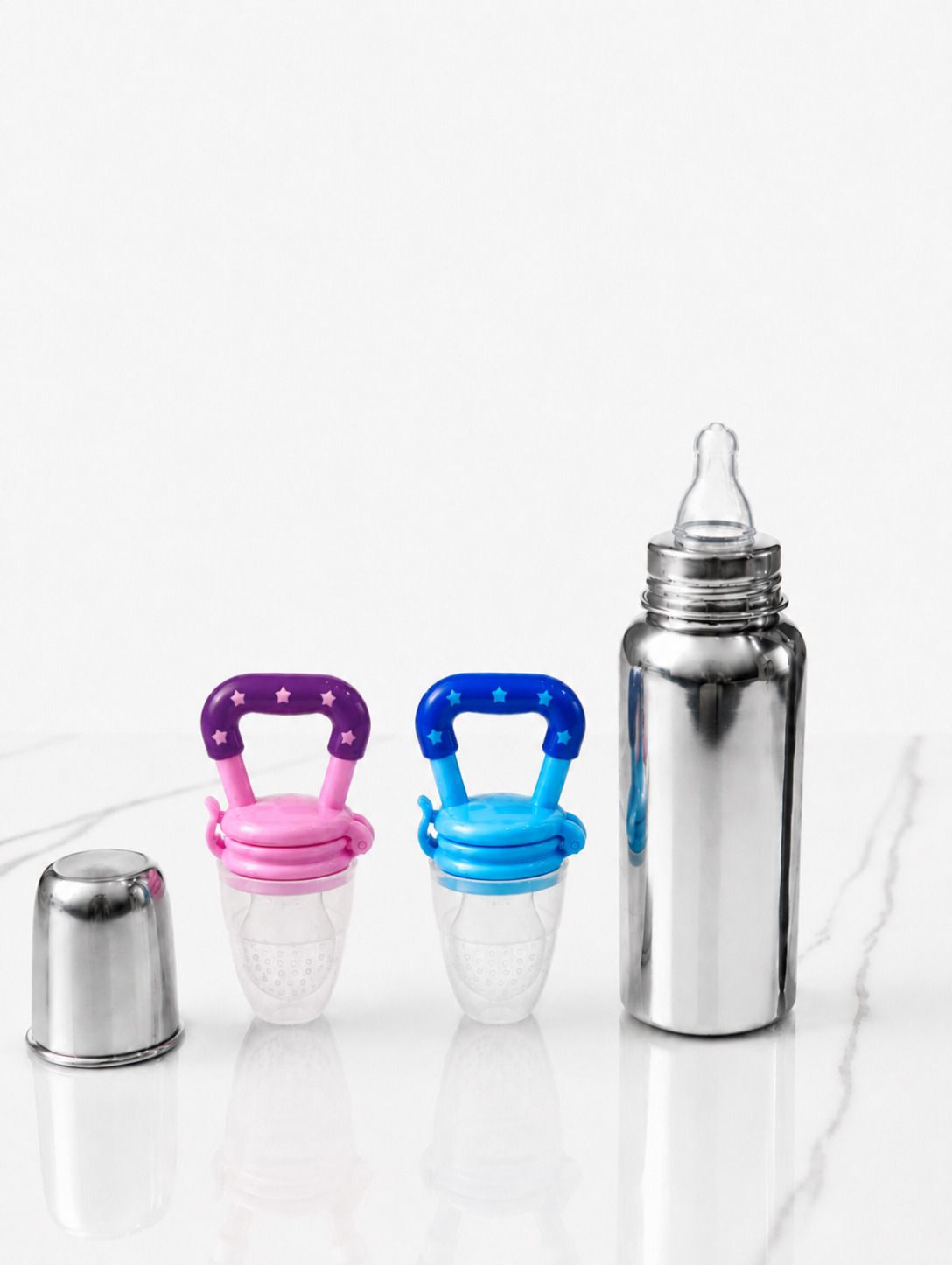 kidlux 240ml baby feeding bottle with 2 beautiful colour food feeder - 240 ml-picture-12