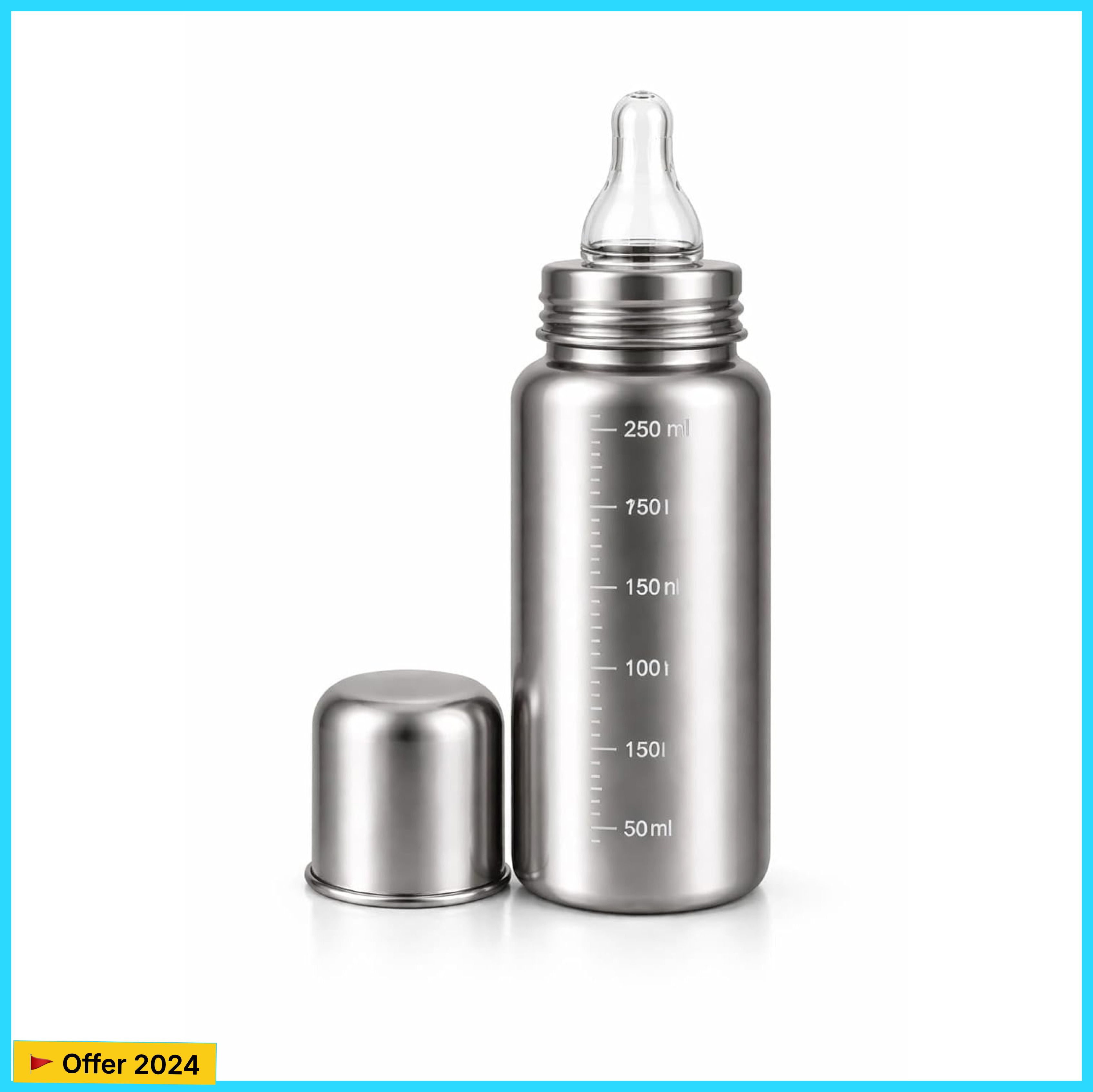 bubblino Premium Stainless Steel Baby Feeding Bottle, Anti-Colic Silicone, BPA-Free - 200 ml-picture-41