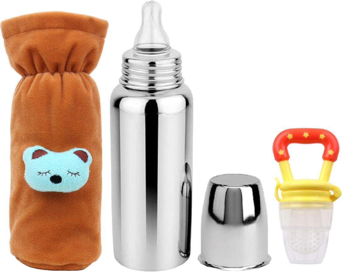 Baby feeding bottle with cover & baby fruit feeder 0 to 2 years BPA free - 250 ml-image-7