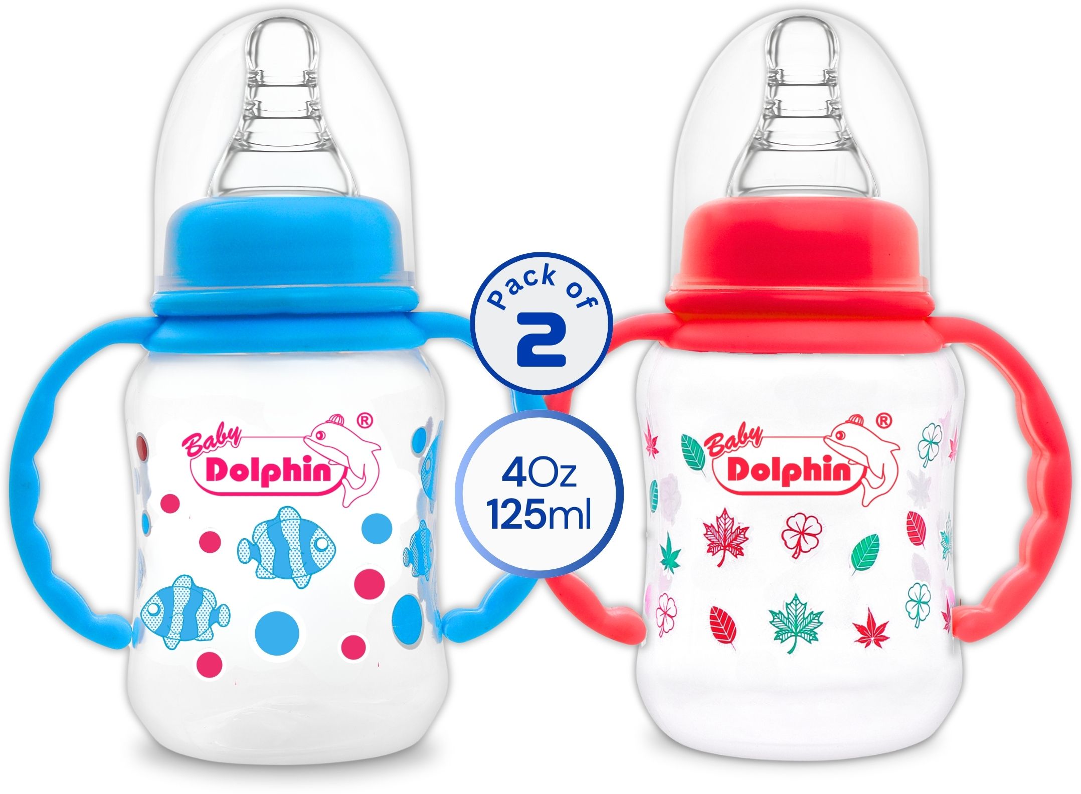 Anti-Colic Slim Neck Baby Feeding Bottle with Handle| Pack of 2 | BPA Free |3m+ - 125 ml-image-25