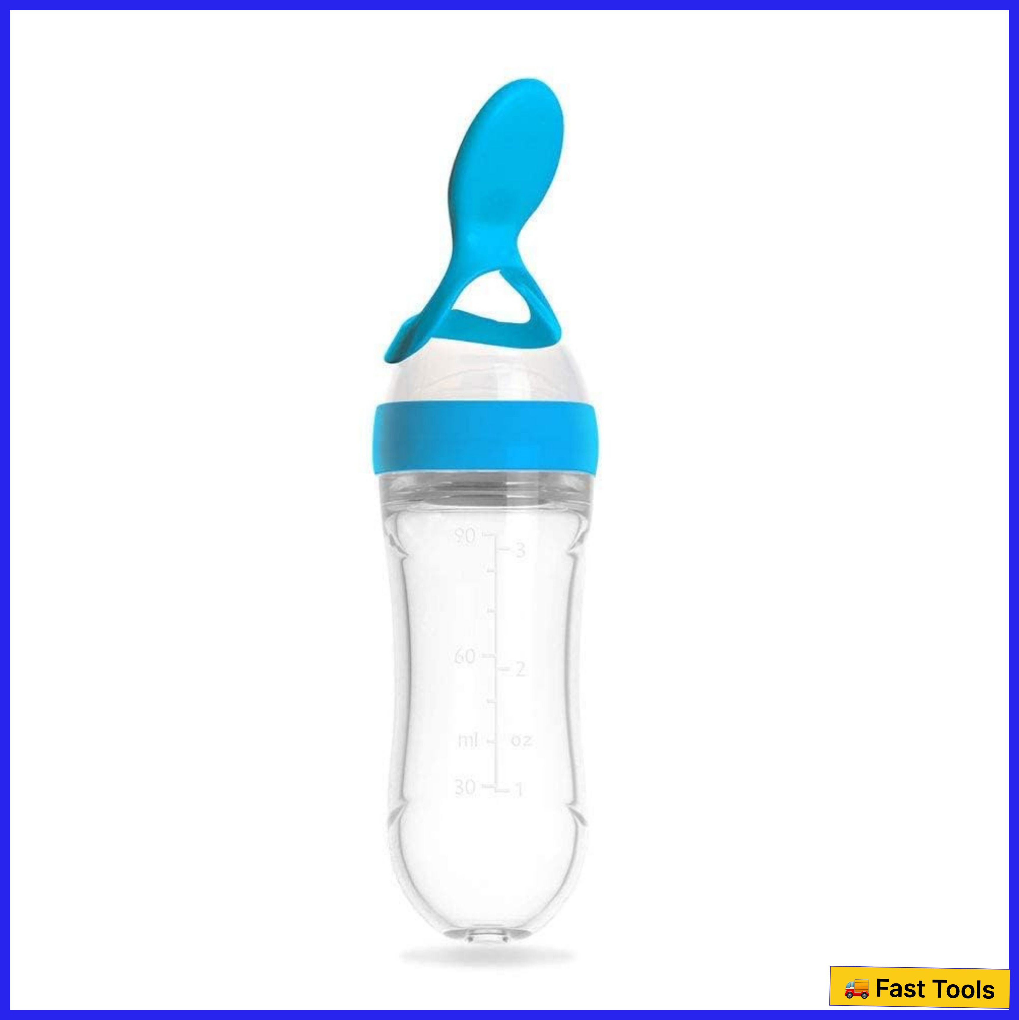 Squeeze Silicone Baby Spoon Feeder Bottle, BPA-Free,Cereal Feeder (Blue, 90 ml) - 90 ml-image-38