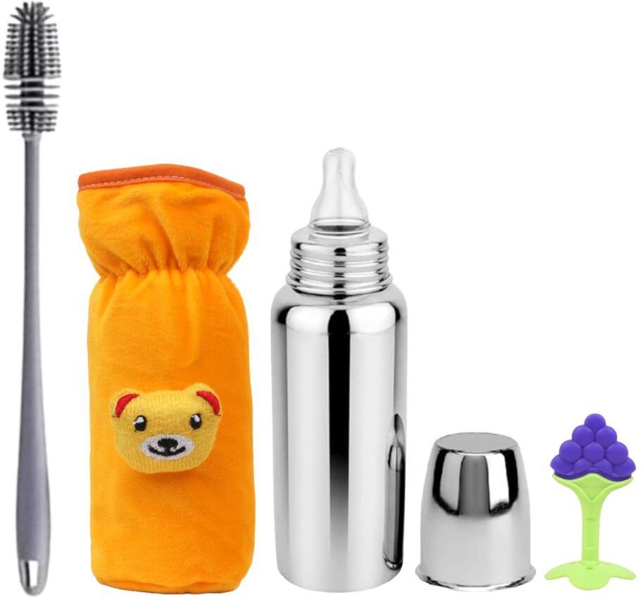 Soft Bristle Baby Bottle Cleaner with Silicone Nipple and Teether Brush - 250 ml-image-48
