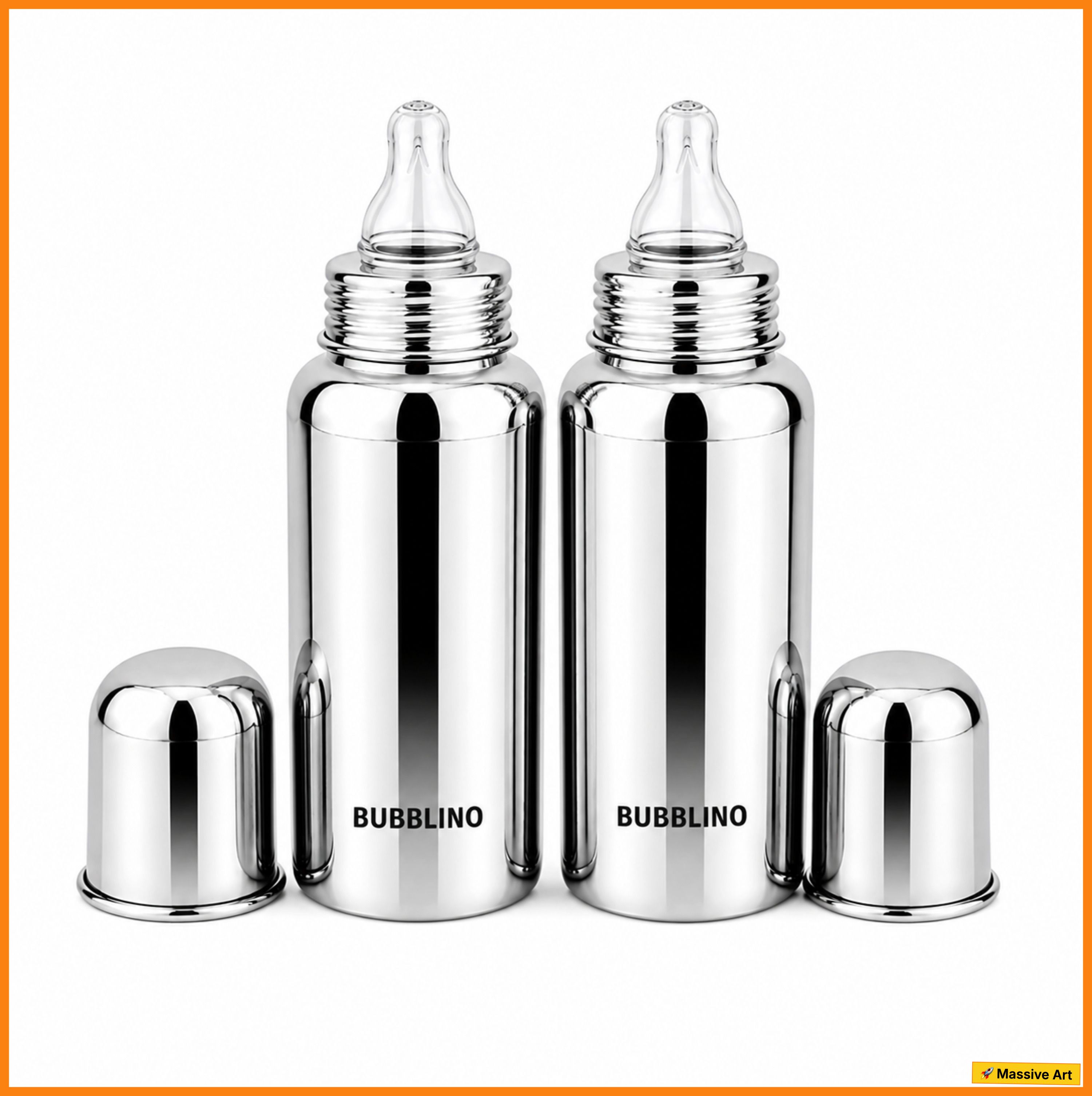bubblino Premium Stainless Steel Baby Feeding Bottle, Anti-Colic Silicone Niple - 240 ml-picture-26