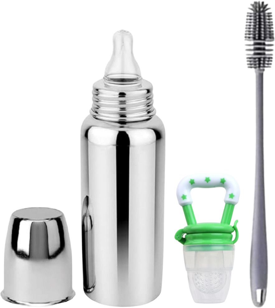 Baby Steel Milk Bottle &1Cleaning Brush & etc BPA-Free Sillicone Nipple 0-5 Year - 250 ml-image-49