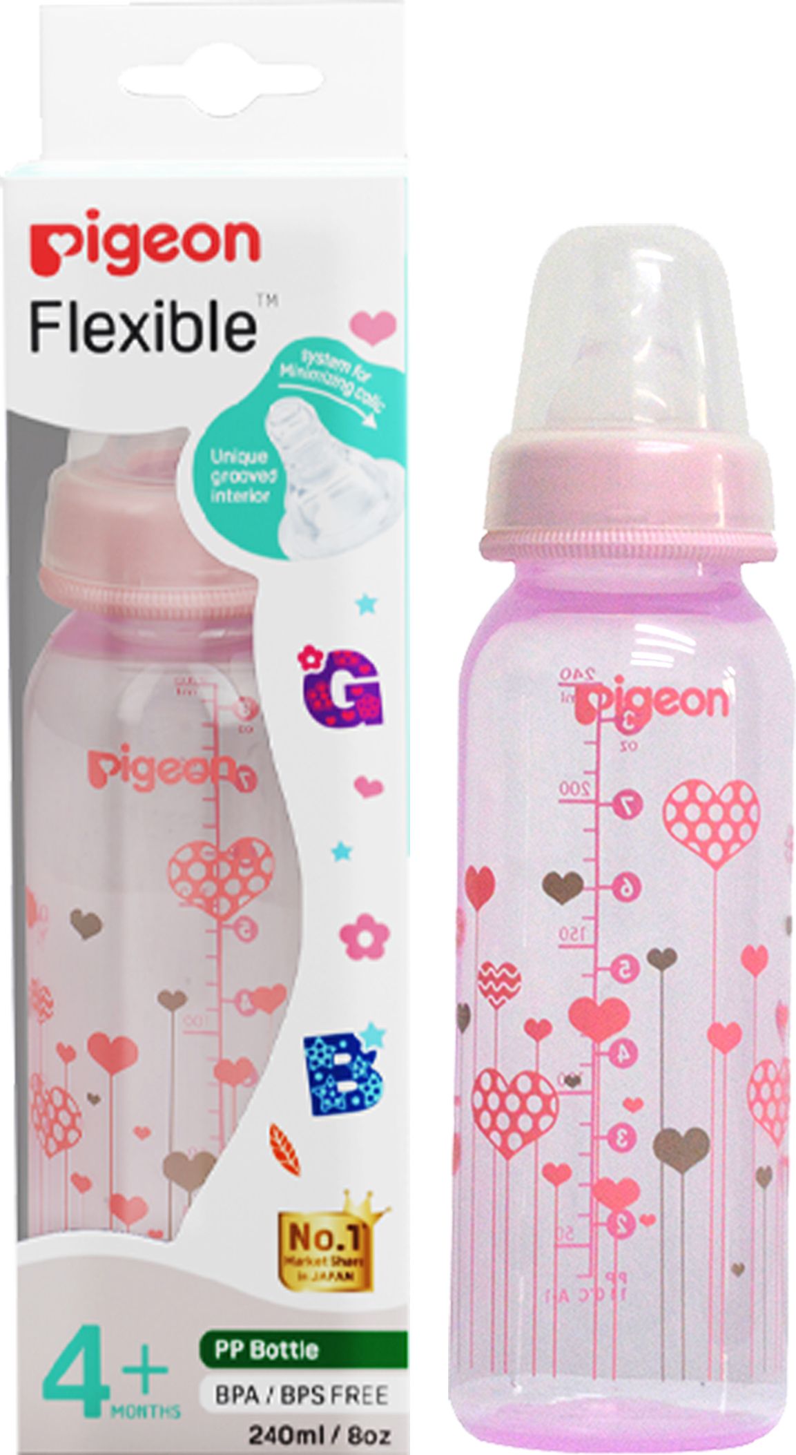 pigeon PERISTALTIC CLEAR NURSING BOTTLE RPP 240ML(PINK) ABSTRACT - 240 ml-picture-26