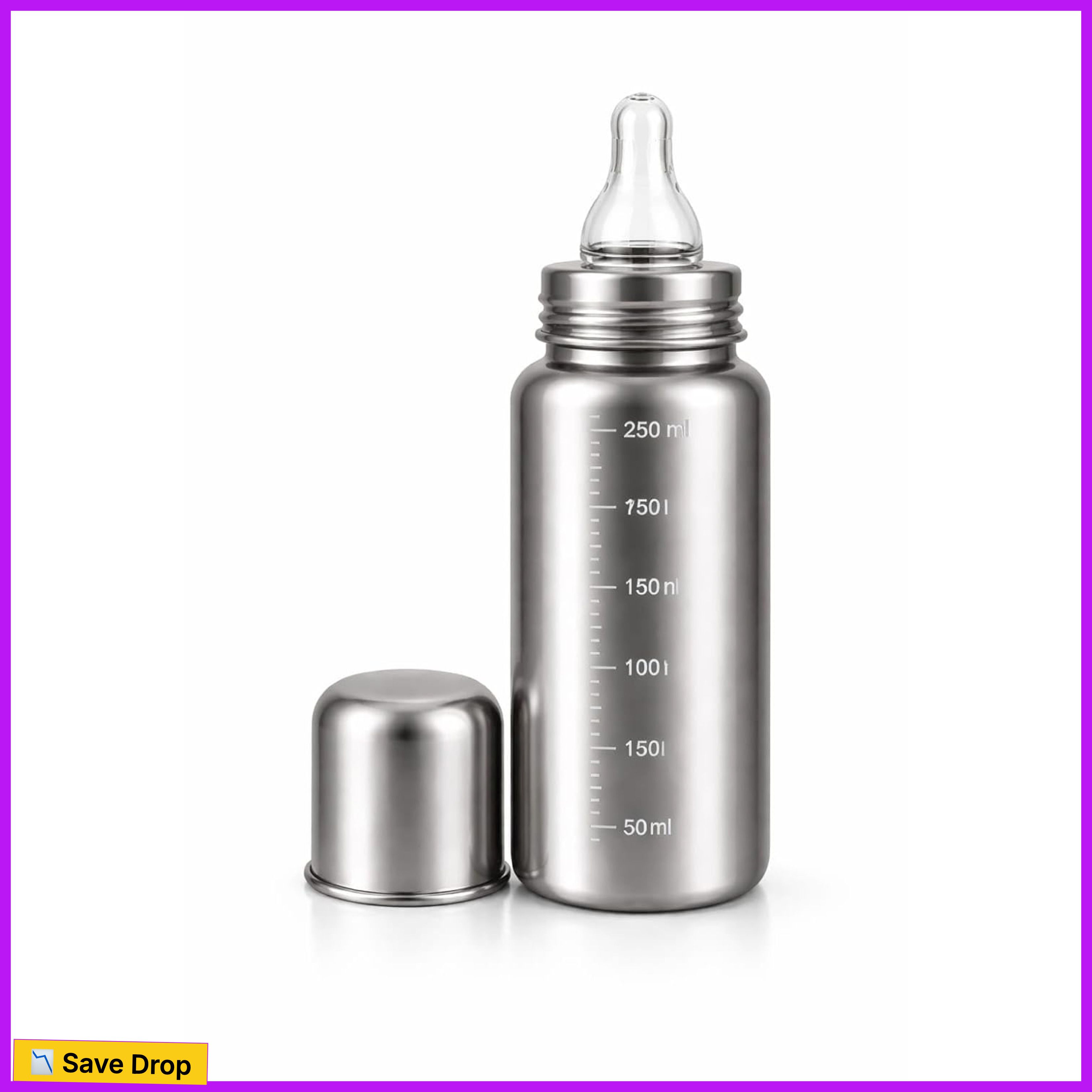 house of common Premium Stainless Steel Baby Feeding Bottle, Anti-Colic Silicone, BPA-Free - 200 ml-picture-18