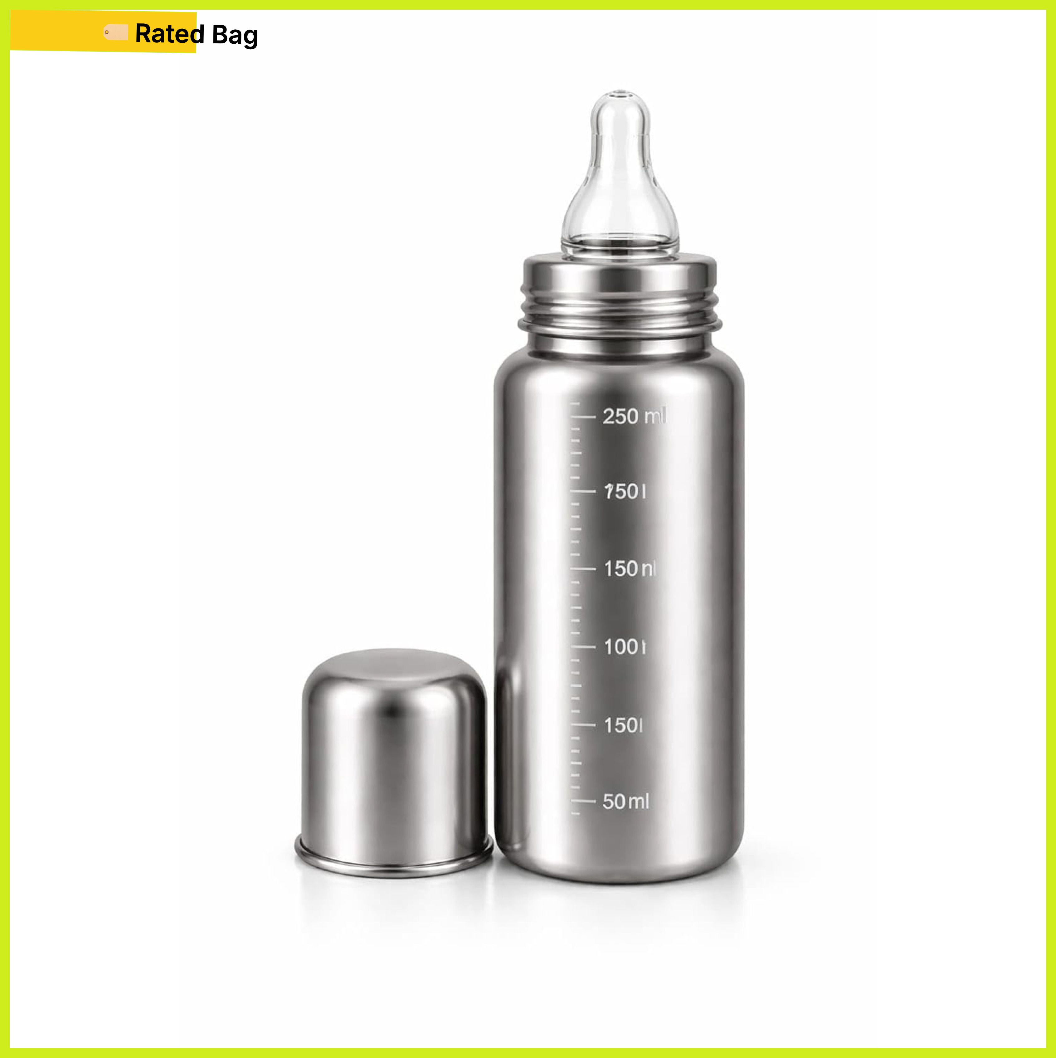 house of common Premium Stainless Steel Baby Feeding Bottle, Anti-Colic Silicone, BPA-Free - 200 ml-picture-16