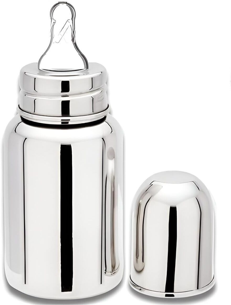 Baby Feeding Bottle With Silicone Nipple - 200 ml (Silver) - 200 ml-image-31