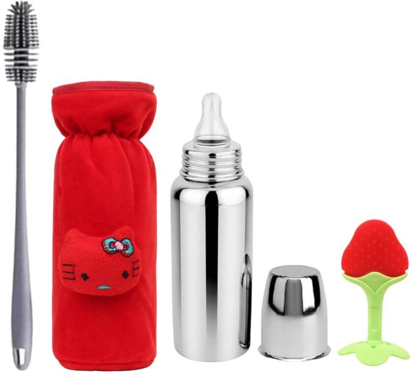 Silicone Bottle Cleaning Brush for Baby Milk Feeders with Cover and Tool - 250 ml-image-34