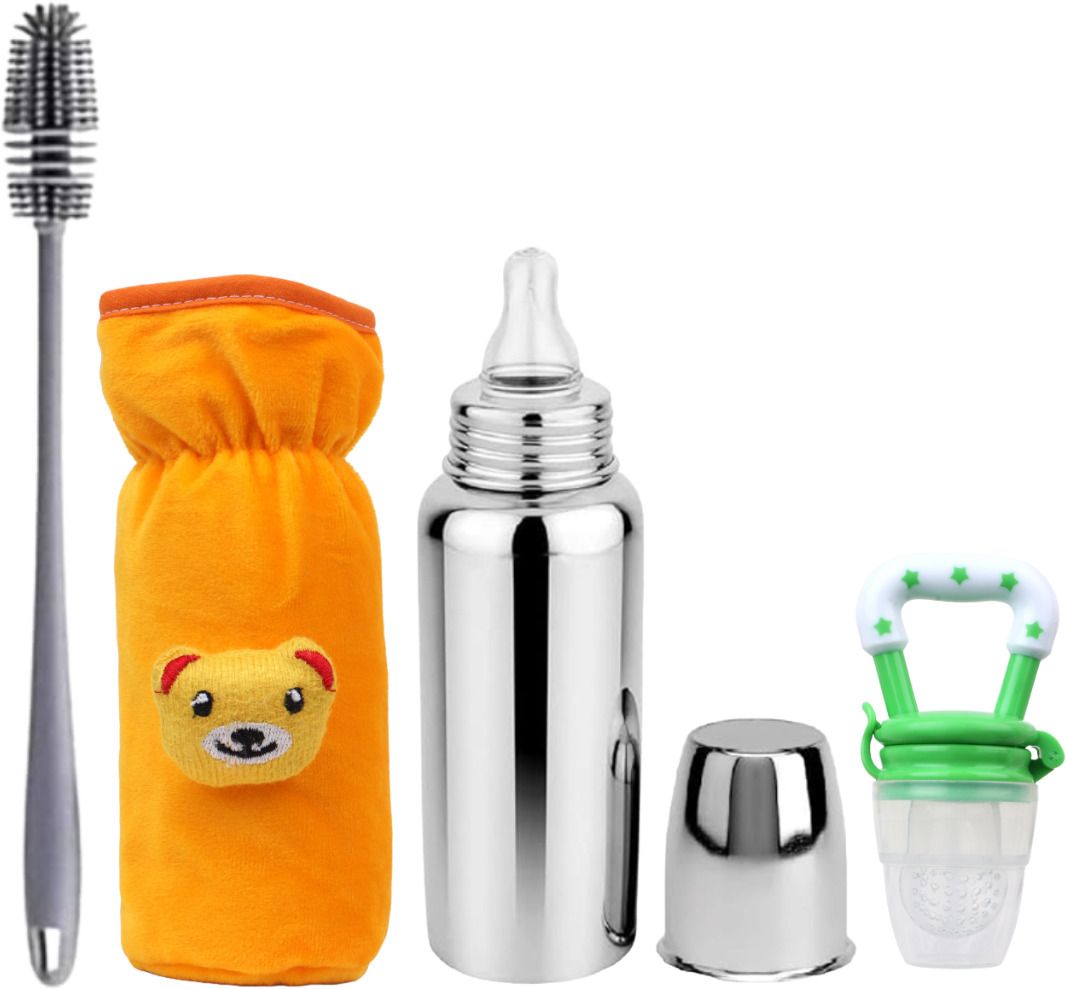 Baby Steel Milk Bottle &1Cleaning Brush & etc BPA-Free Sillicone Nipple 0-5 Year - 250 ml-image-48