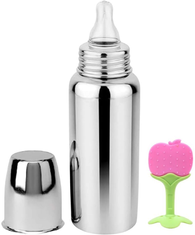 Baby Feeding Milk Bottle With Sillicone Nipple & Teether Cleaning Brush 0-5 Year - 250 ml-image-16