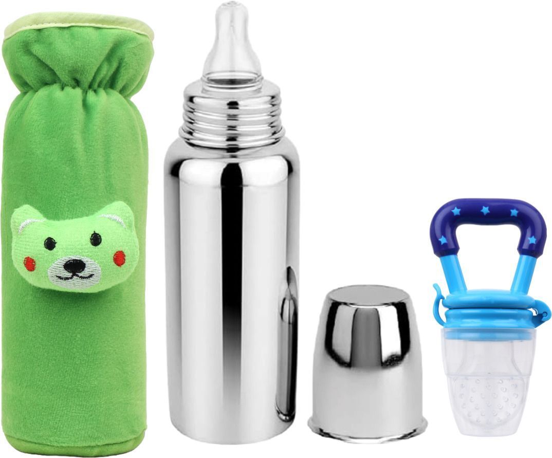 Baby feeding bottle with cover & baby fruit feeder 0 to 2 years BPA free - 250 ml-image-5