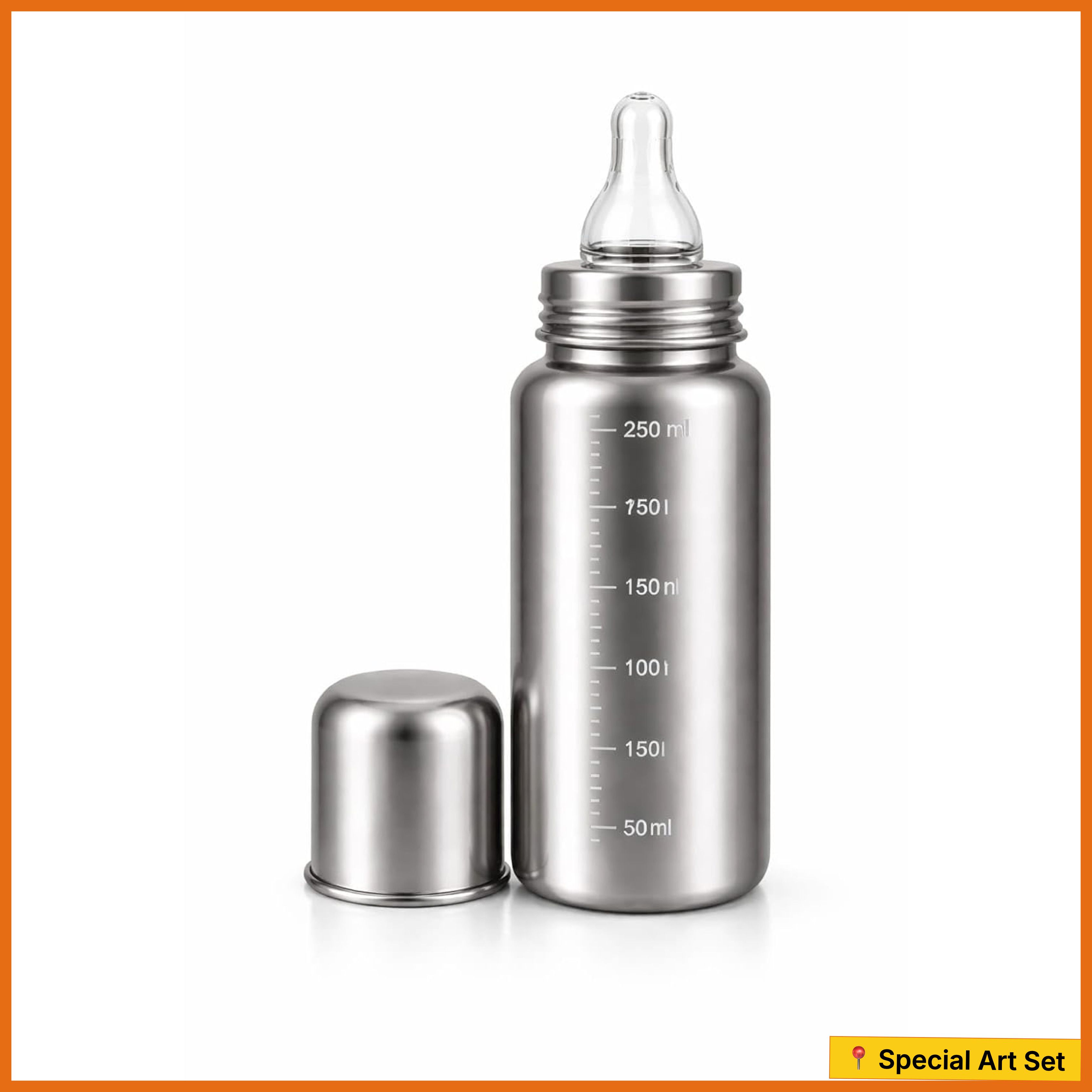 bubblino Premium Stainless Steel Baby Feeding Bottle, Anti-Colic Silicone, BPA-Free - 200 ml-picture-38