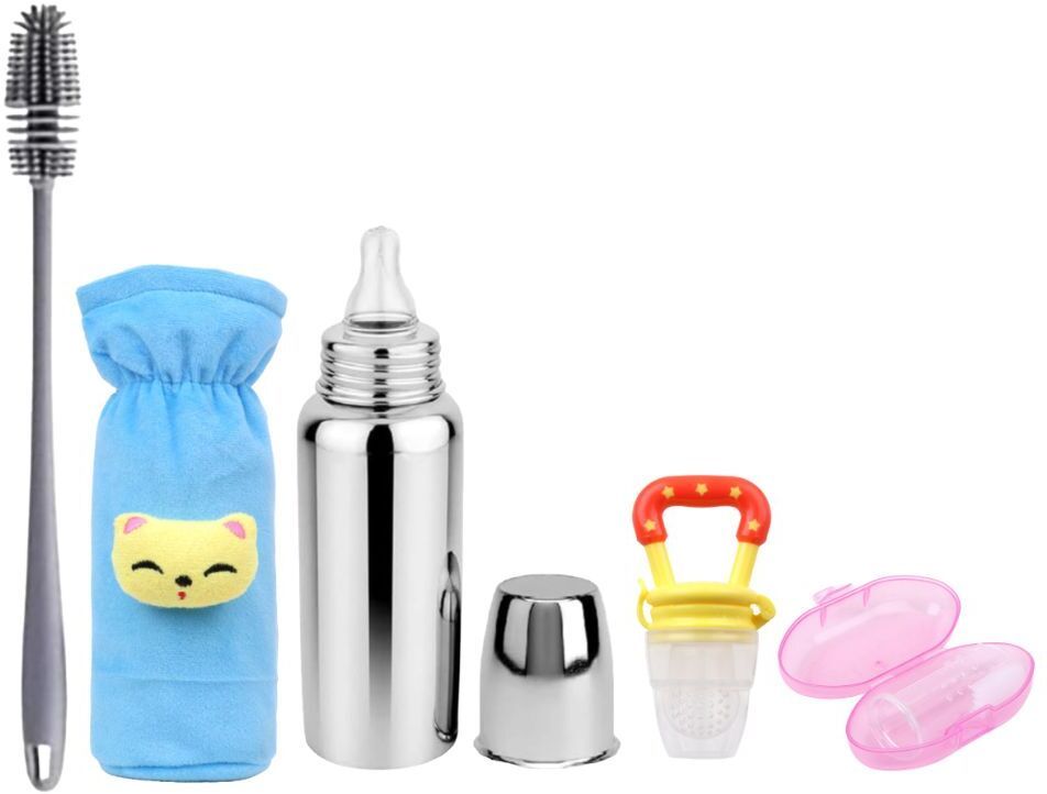 fashion minis Baby Feeding Bottle Set for Newborn with Cover & Brush - 250 ml-picture-33