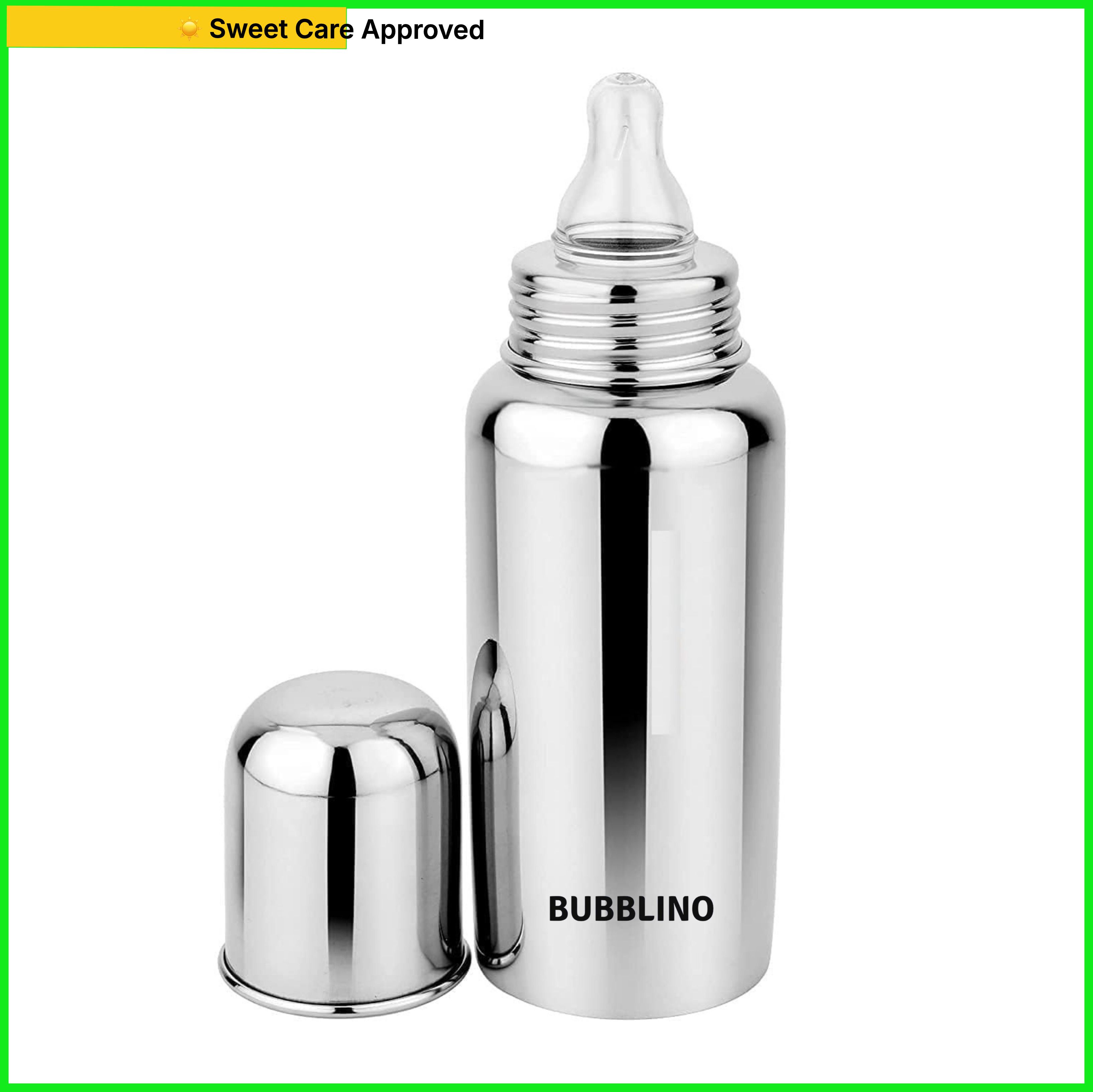 bubblino Premium Stainless Steel Baby Feeding Bottle | 03+Months - 240 ml-picture-1