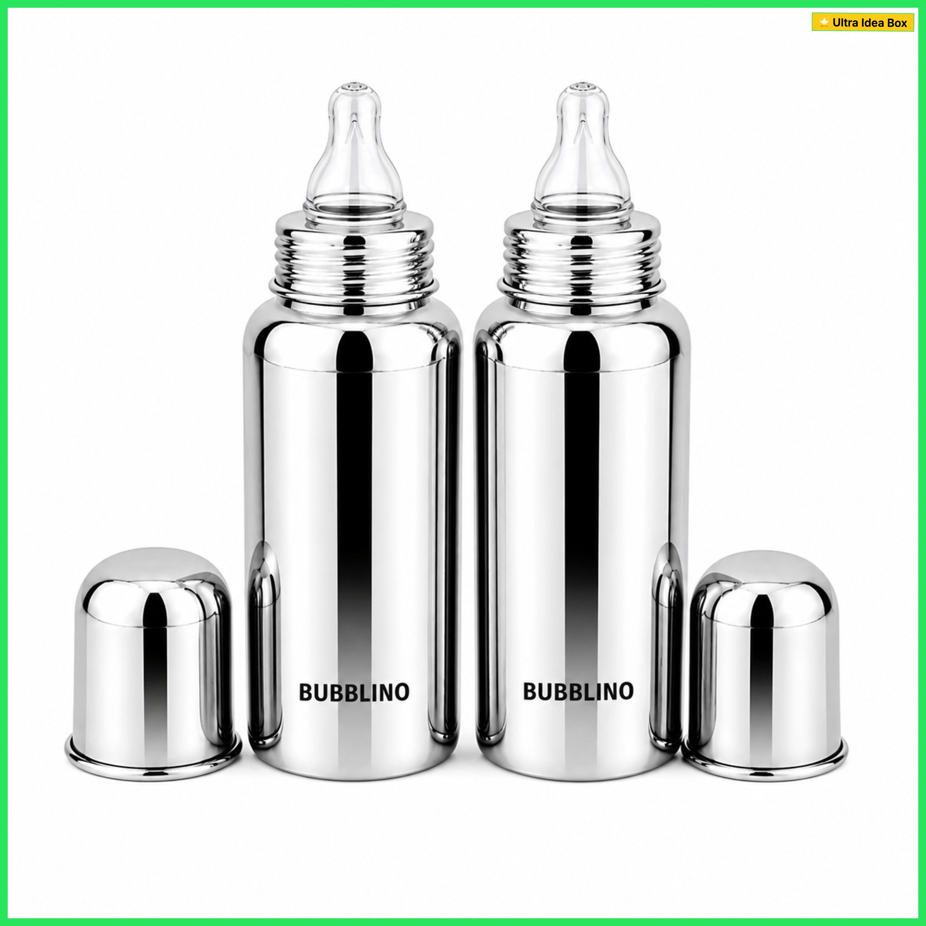 bubblino Premium Stainless Steel Baby Feeding Bottle, Anti-Colic Silicone Niple - 240 ml-picture-27