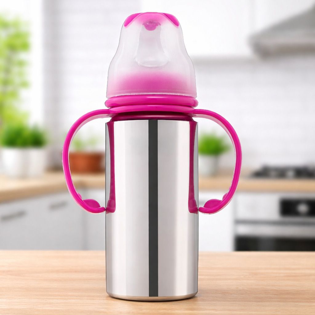 Durable Steel Feeding Bottle for Babies BPA-Free Anti-Colic Easy Hold Handle - 250 ml