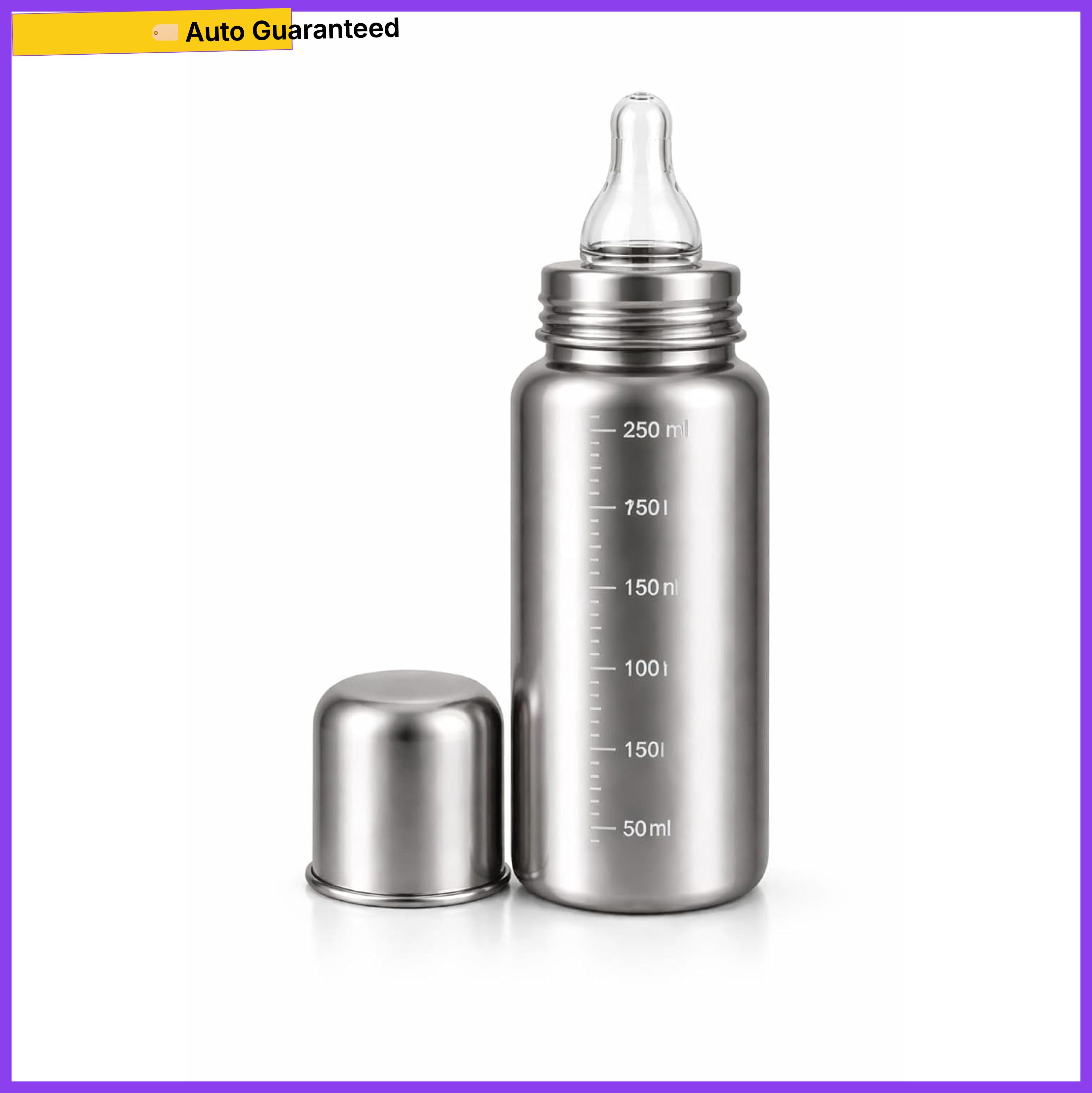 house of common Premium Stainless Steel Baby Feeding Bottle, Anti-Colic Silicone, BPA-Free - 200 ml-picture-39