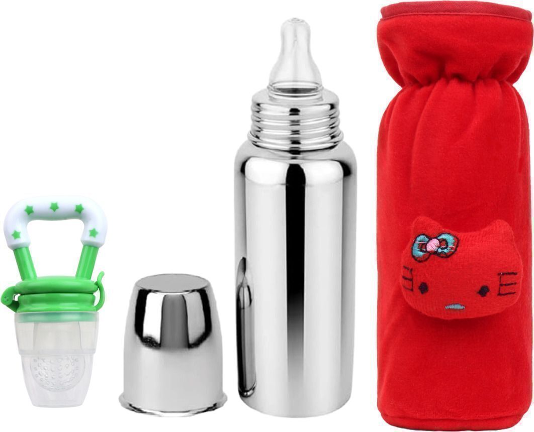 fusion fly Baby Steel Feeding Bottle with Anti Colic Valve, for Babies 250 ml (Silver) - 250 ml-picture-47