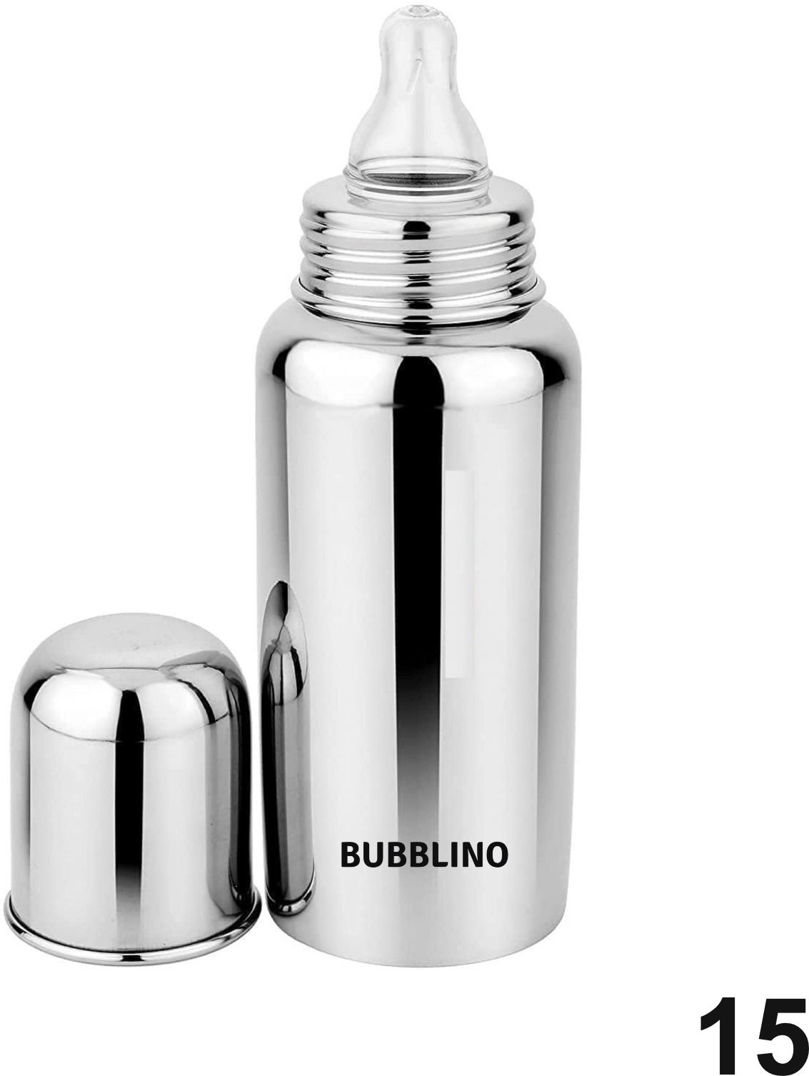 bubblino Premium Stainless Steel Baby Feeding Bottle, Anti-Colic Silicone Niple - 240 ml-picture-21