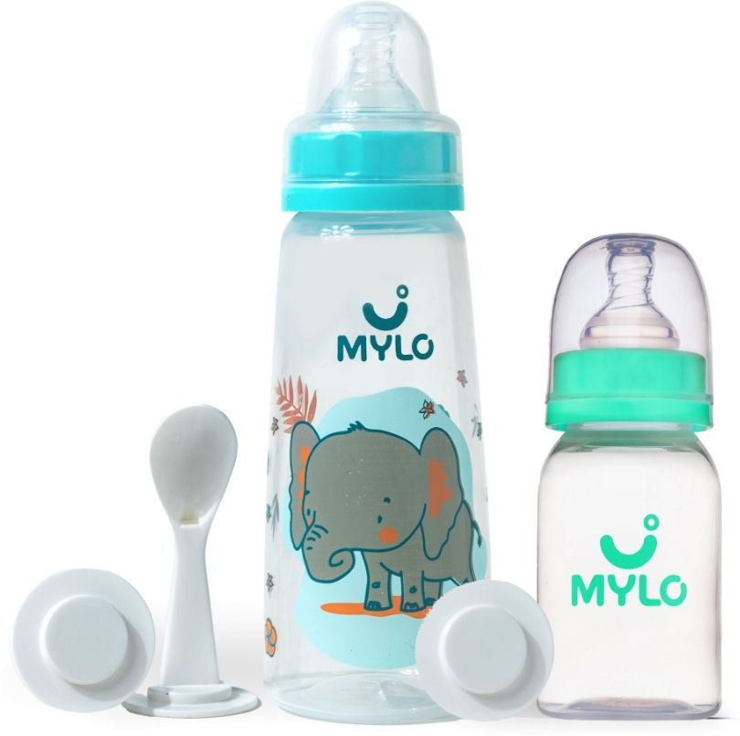 Baby Feeding Bottles for New Born Babies with Spoon | Anti Colic - (125+250ml) - 375 ml