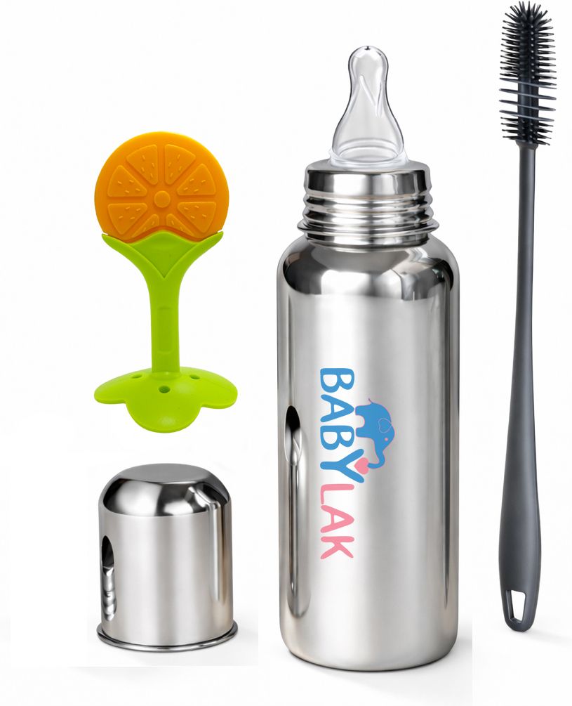 Steel Baby Feeding Bottle with Cleaning Brush for Newborn Feeding Bottle - 250 ml-image-10