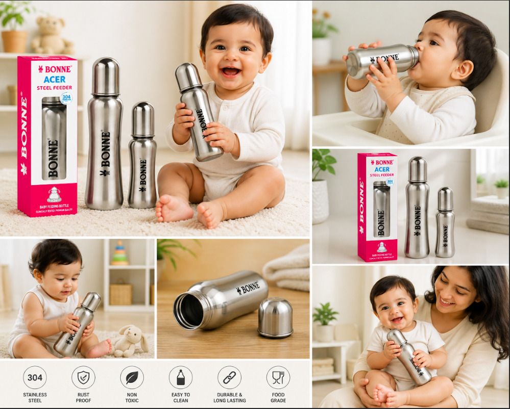 Bonne Acer Stainless Steel Feeding Bottle Set - 250 ml-image-17