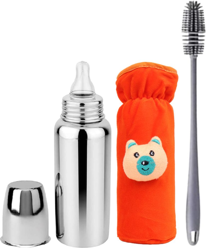 Baby Steel Milk Bottle &1Cleaning Brush & etc BPA-Free Sillicone Nipple 0-5 Year - 250 ml-image-16