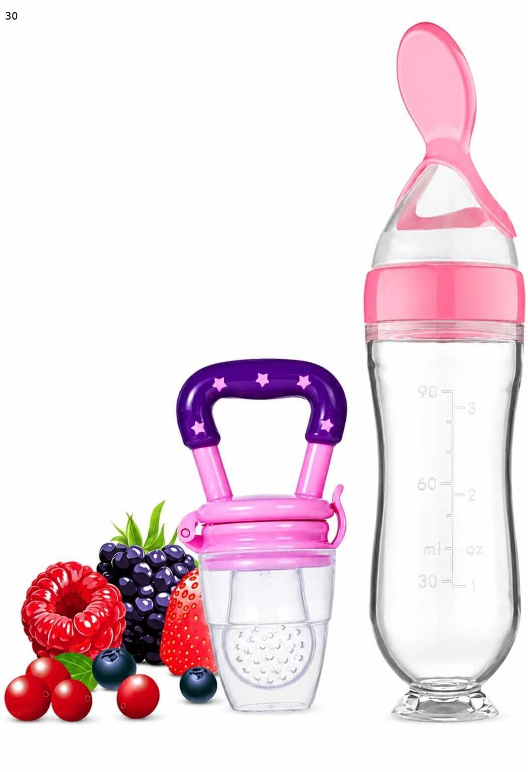 Infant Silicone Fruit Feeder Bottle Set Pink - SILICONE-image-22
