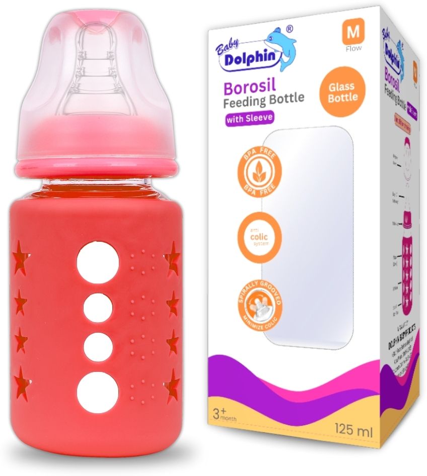 Anti-Colic Borosil Glass Feeding Bottle with Sleeve, 100% Bpa Free - 125 ml-image-41