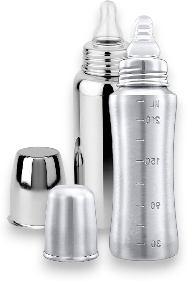 hm point 2 Piece Stainless Steel Baby Feeding Bottle (240ML) - 240 ml-picture-14