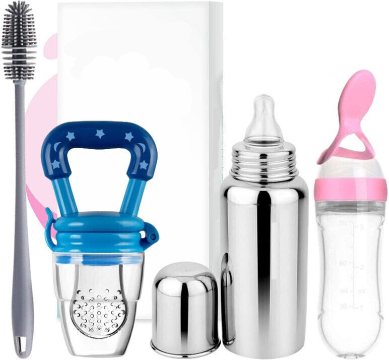 decronics Baby Feeding Milk Bottle/Spoon Feeder/Fruit Feeder/Cleaning Brush (4 Items) - 250 ml-picture-13