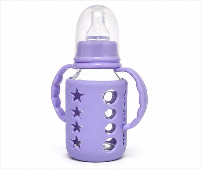apna daily zone BABY GLASS FEEDING BOTTLE BPA FREE PURPLE 120ML - 120 ml-picture-47