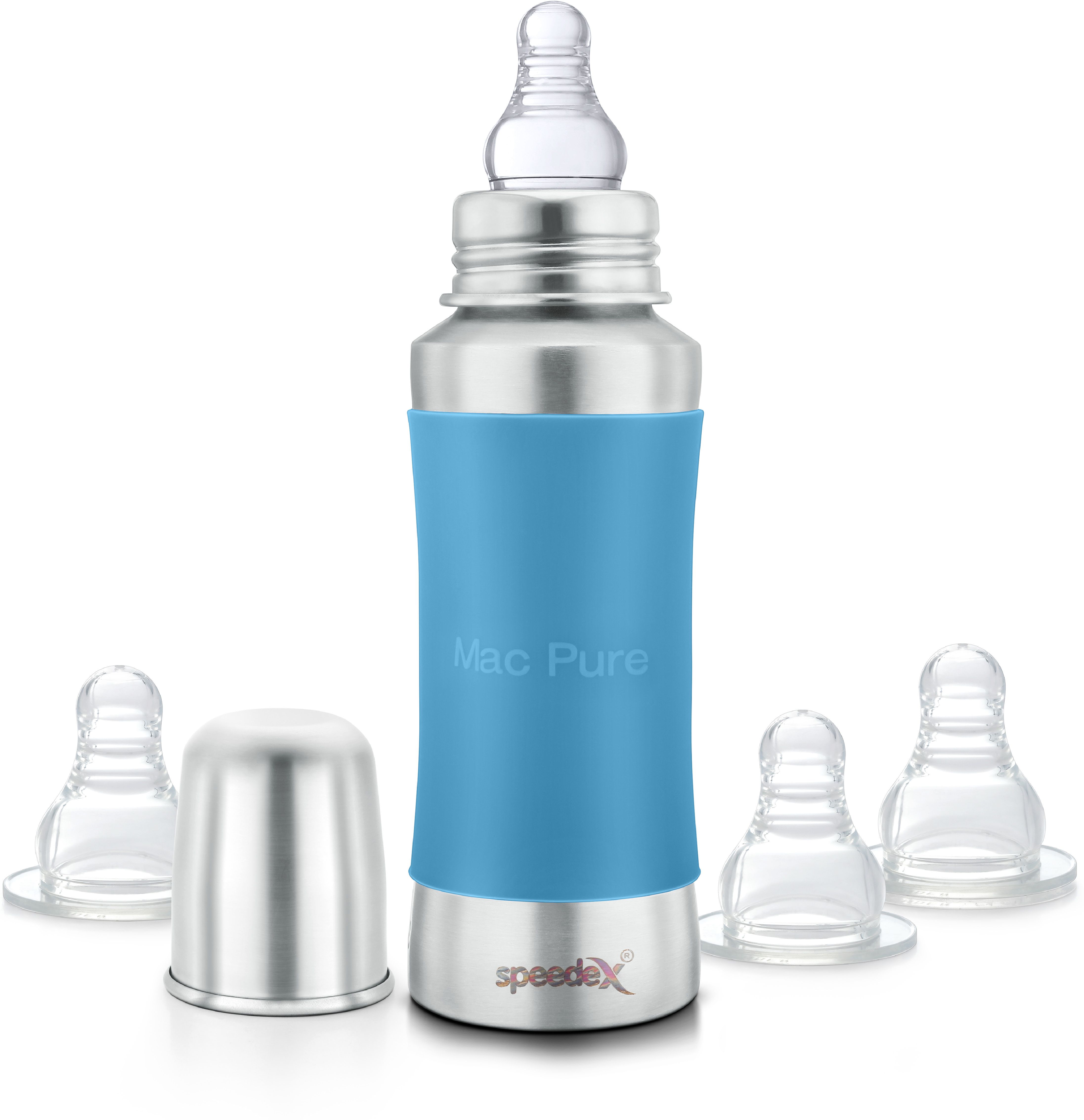 speedex Stainless Steel Baby Feeding Bottle with Internal ML Marking, Silicon Stopper & Silicon Grip (240 ml) (3 Extra Nipple Free) - 240 ml-picture-19