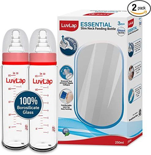 Glass Feeding Bottle, New Born/Infants/Toddler Upto 3 Years, Pack of 2, 250ml - 250 ml-image-2