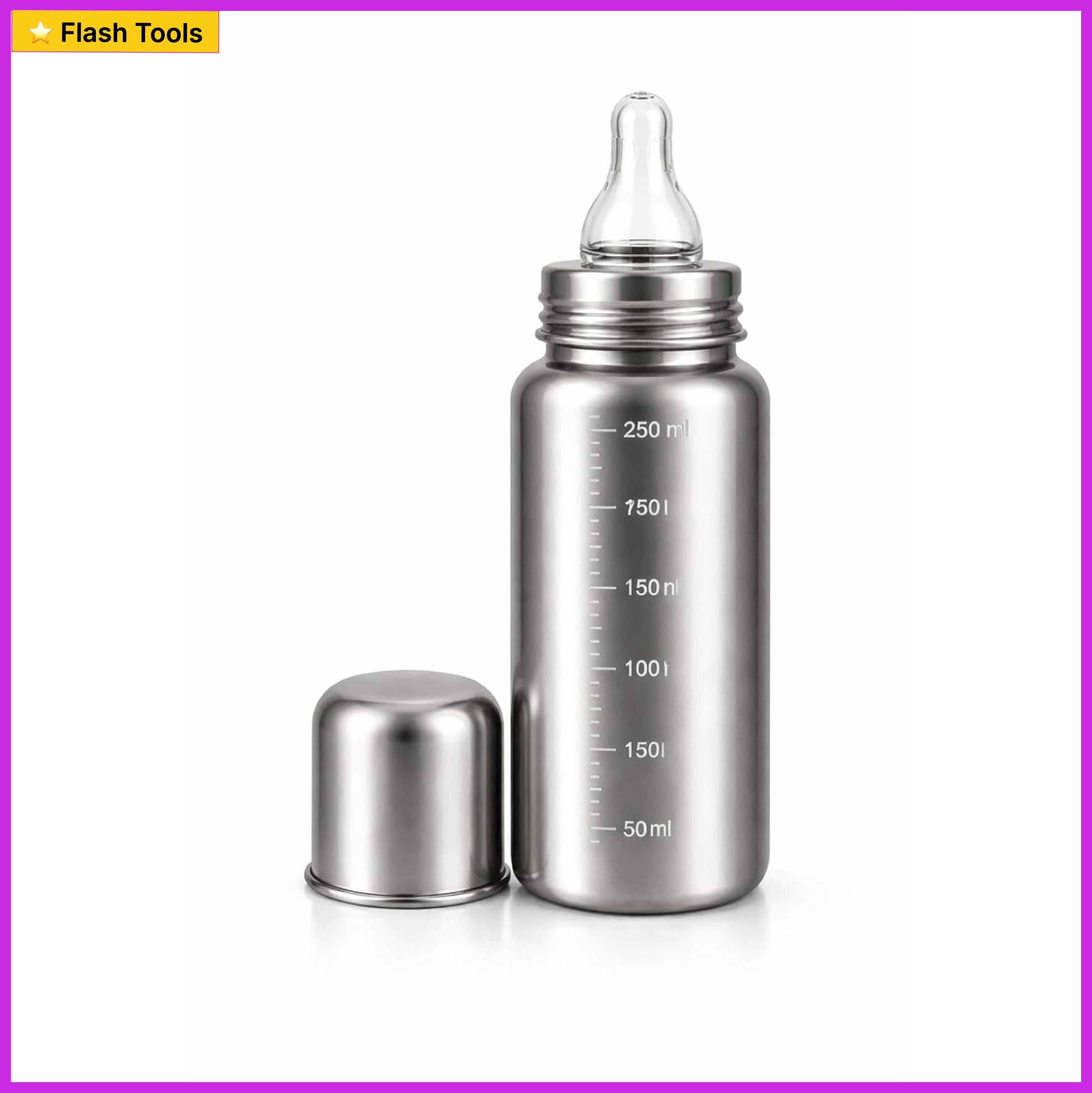 house of common Premium Stainless Steel Baby Feeding Bottle, Anti-Colic Silicone, BPA-Free - 200 ml-picture-27