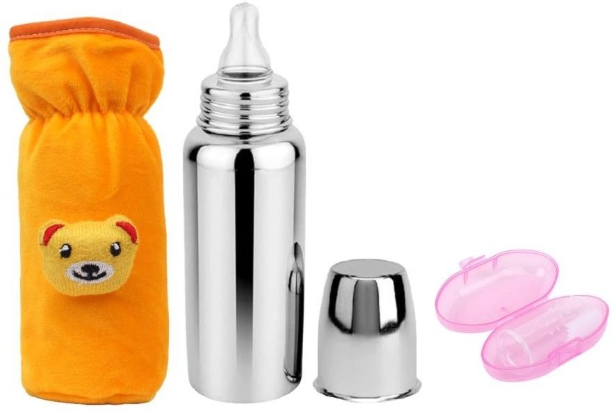 bluscaile Baby Feeding Stainless Steel Milk Bottle With Cleaning Brush & Baby tooth Brush - 250 ml-picture-20