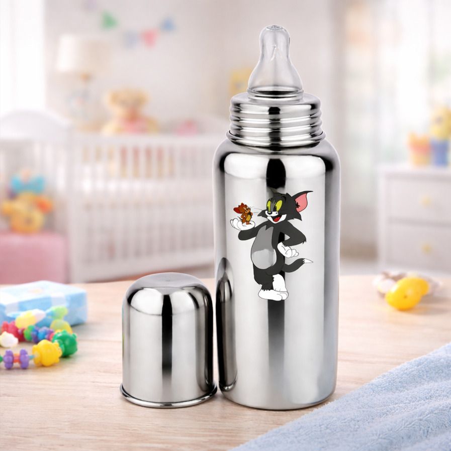 Baby Feeding Bottle Made with Stainless Steel of Mom & Baby Print - 255 ml-image-36