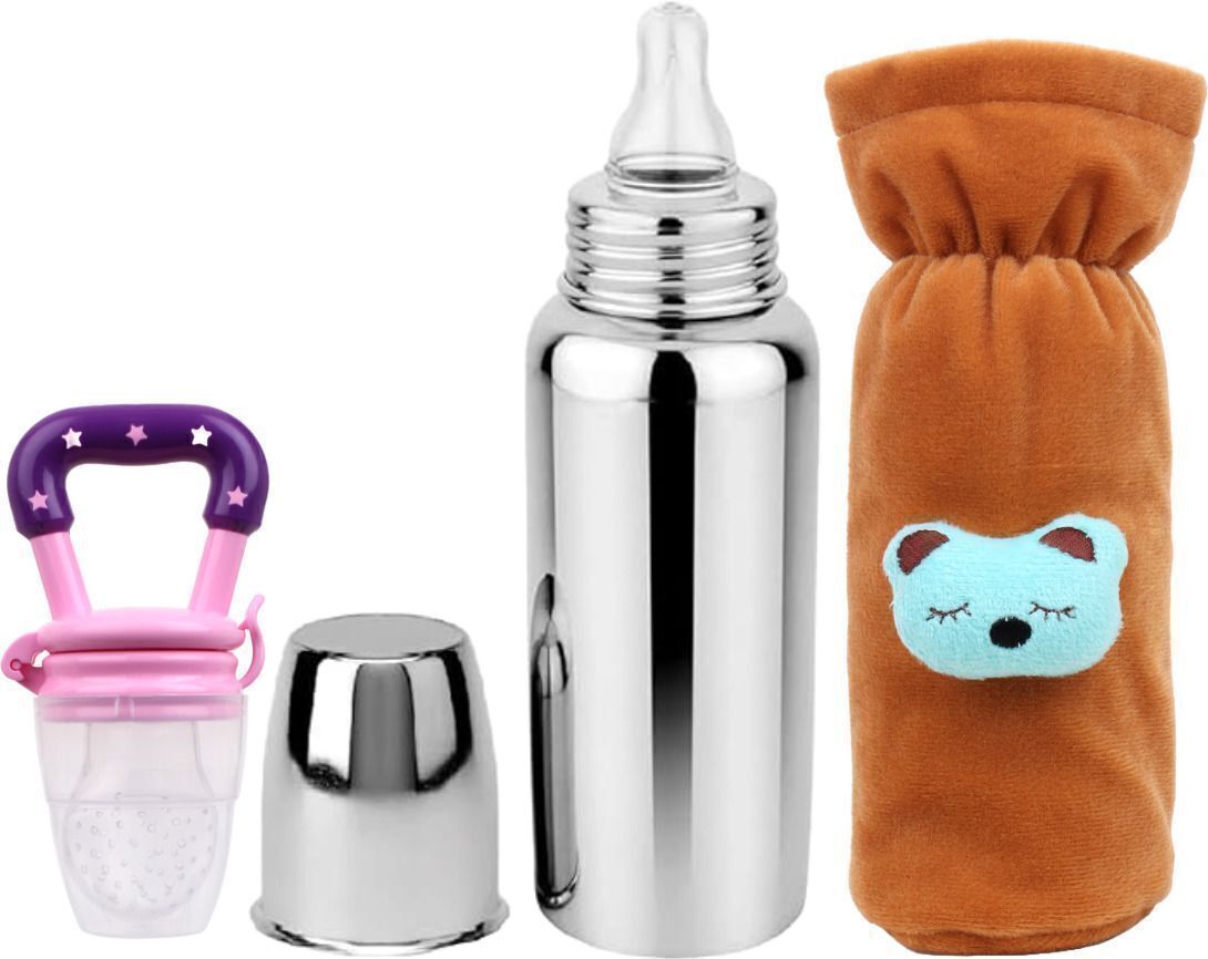 Baby Steel Feeding Bottle with Anti Colic Valve, for Babies 250 ml (Silver) - 250 ml-image-10