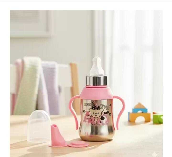 Baby Feeding Bottle, Stainless Steel Sipper,Anti-Colic Nipple,Leak-Proof Bottle - 240 ml-image-17