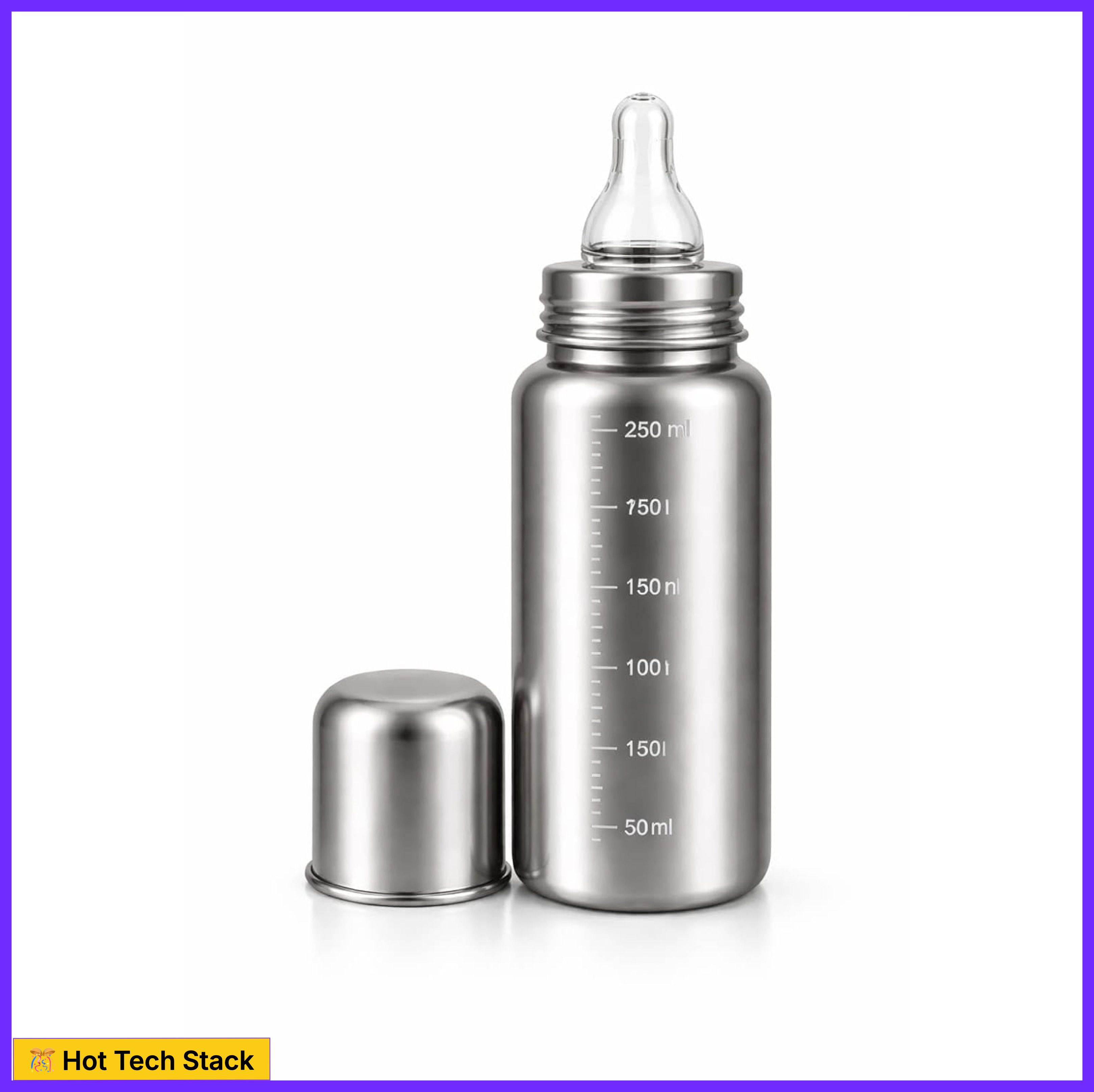 bubblino Premium Stainless Steel Baby Feeding Bottle, Anti-Colic Silicone, BPA-Free - 240 ml-picture-28
