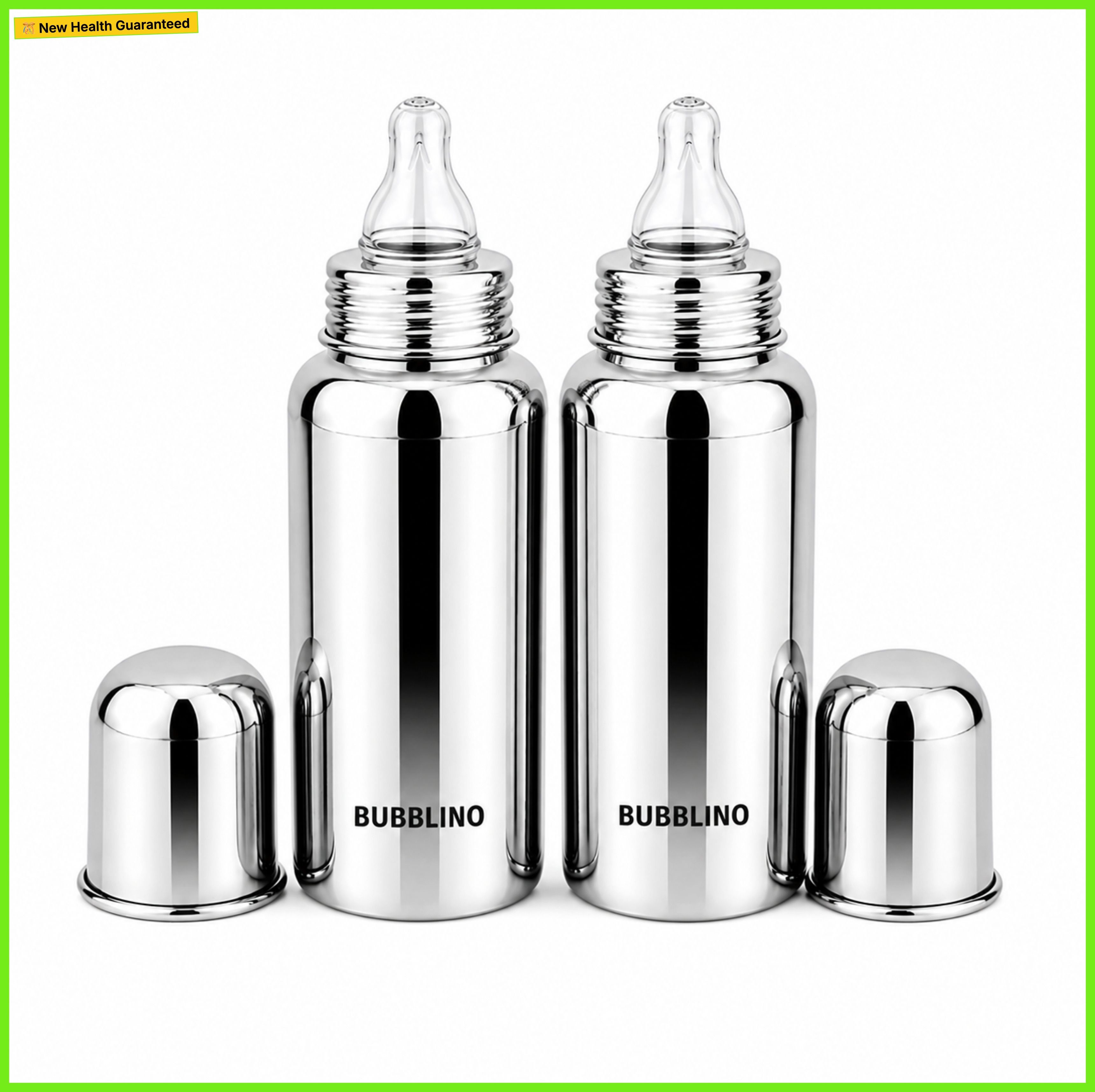 bubblino Premium Stainless Steel Baby Feeding Bottle, Anti-Colic Silicone Niple - 240 ml-picture-45