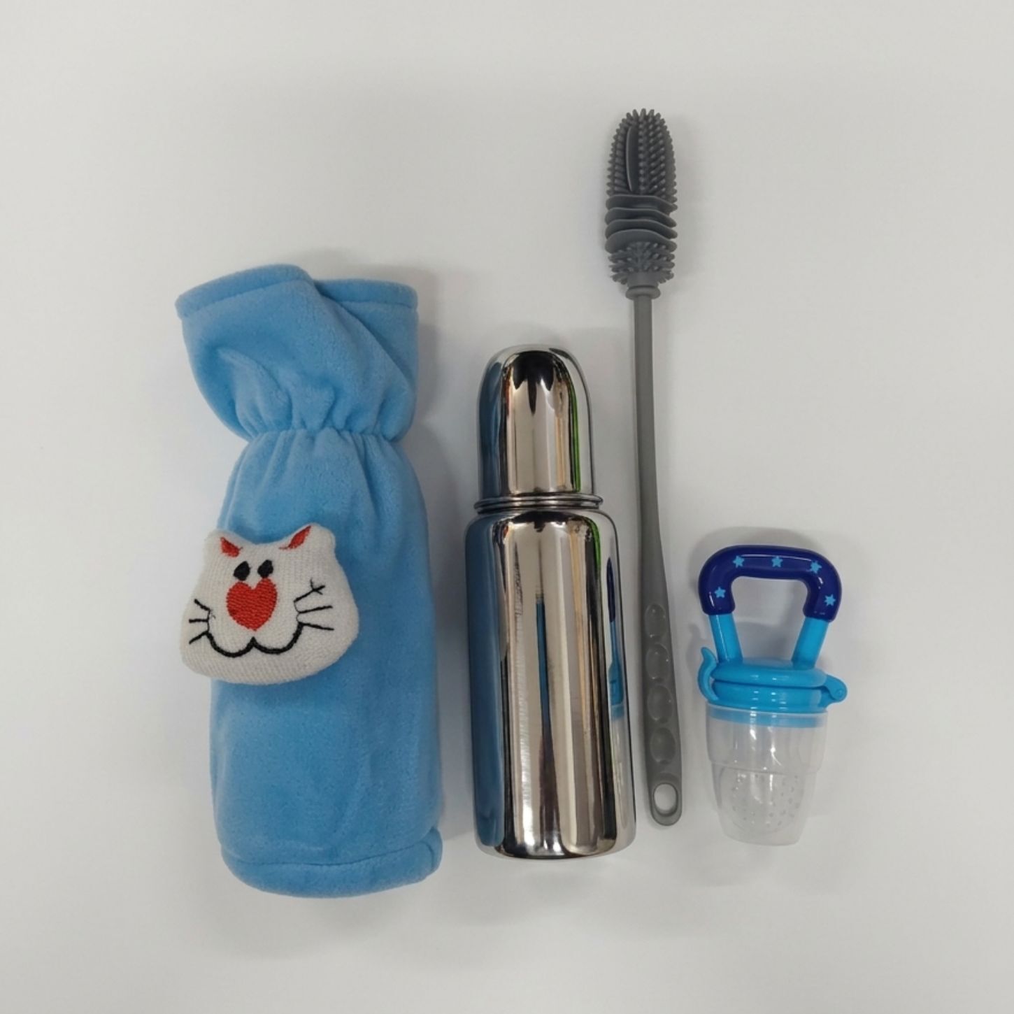 uniecrounekids Baby Feeding Steel Milk Bottle With Cover & Fruit Feeder & Cleaning Brush 0-5 Yr - 250 ml-picture-23