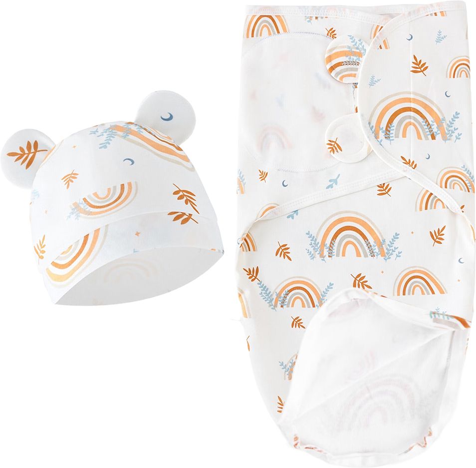 Cotton Baby Swaddle Wrap with Cap for Newborns Soft and Comfortable Sleep Bunting Bag-image-0