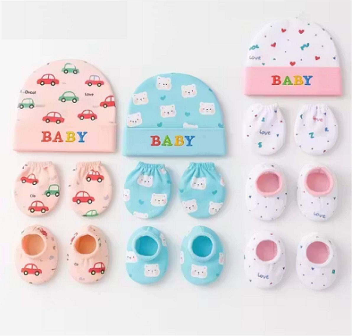 INFANTS 0-3 MONTHS CAP ,BOOTIES, AND MITTENS (Pack Of 3)-image-3