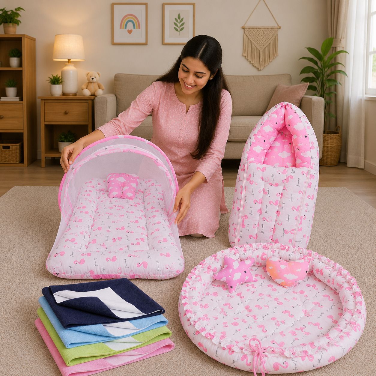 New Born Baby Complete Bedding Set Combo Pack-image-3
