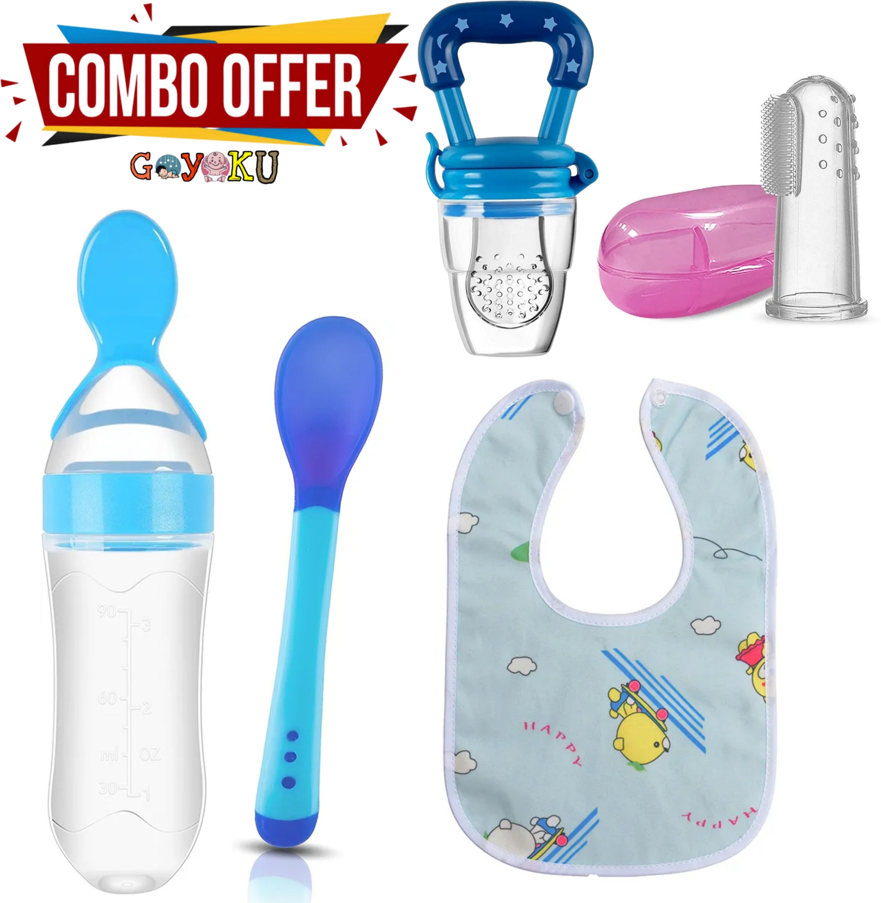 Baby Spoon bottle,Nibbler,bib,brush,Silicone Spoon-image-20