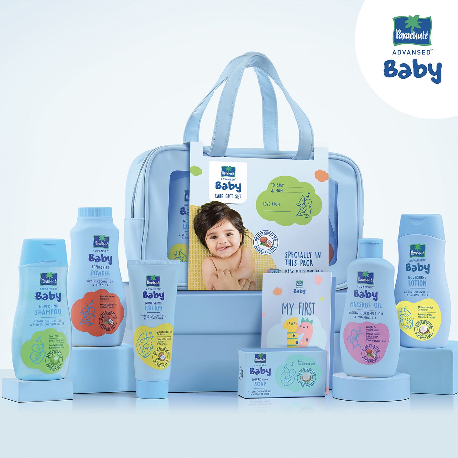 Baby Gift Pack with New Born Baby essentials | With Travel friendly Clear Bag
