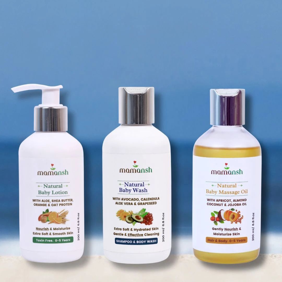 Baby Skincare Combo Bundle of Baby Massage Oil, Baby Wash and Baby Lotion